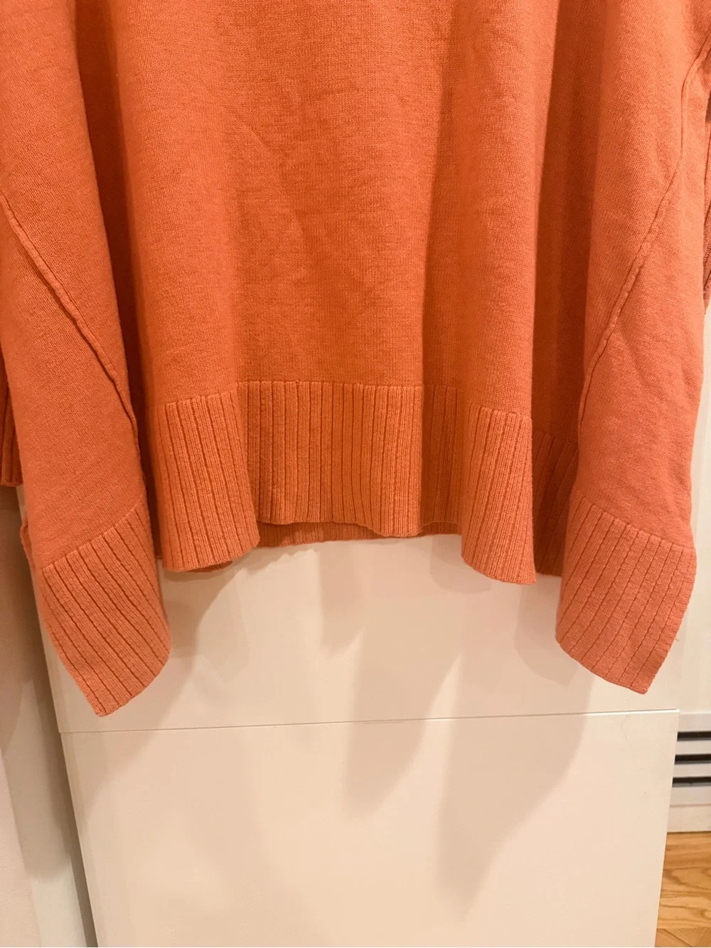Free People Rust Orange Oversized V-Neck Drop Shoulder Sweater Medium